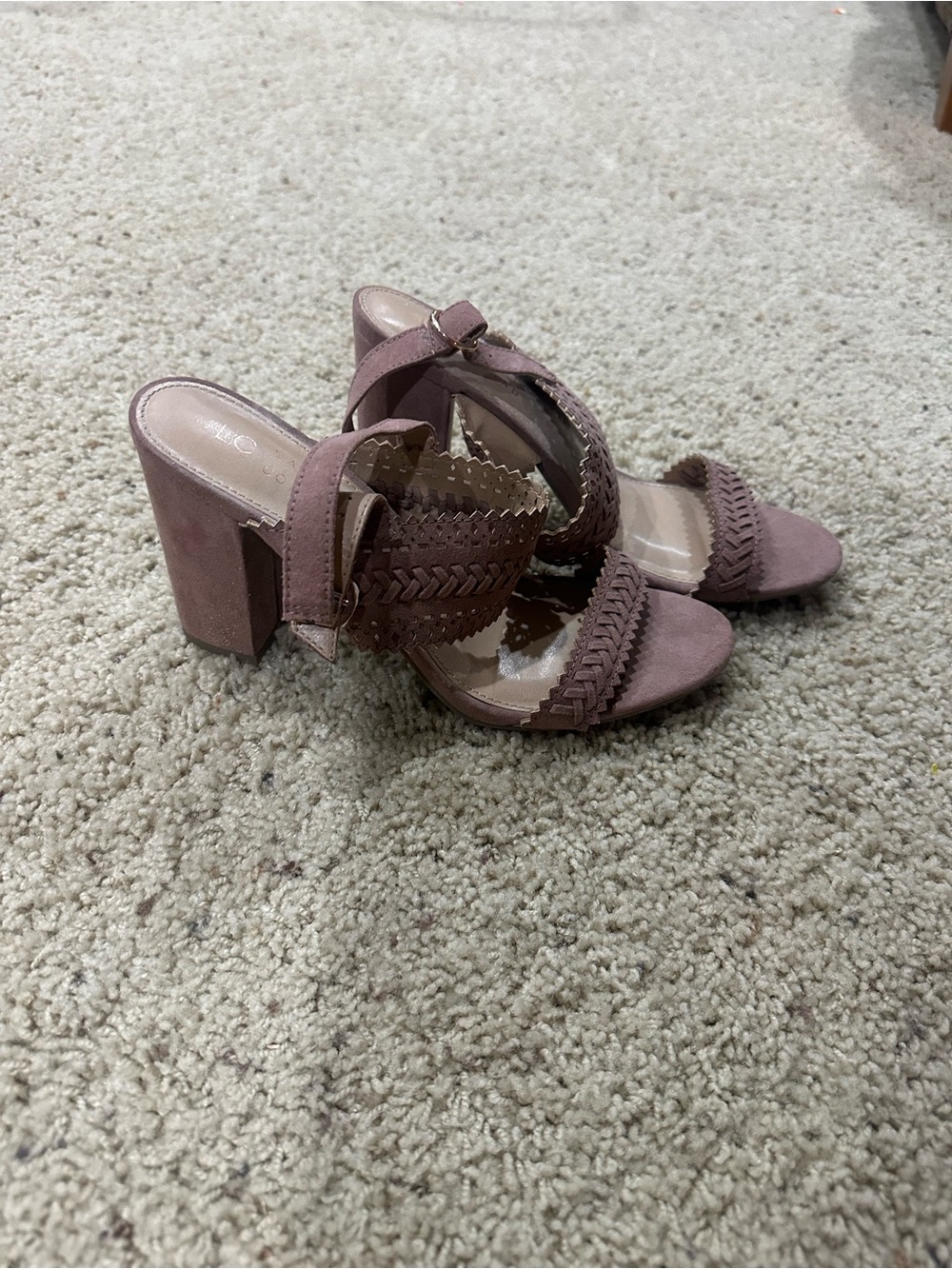 LC Lauren Conrad Dusty Rose Braided Strap Heeled Sandals - Picture 2 of 6